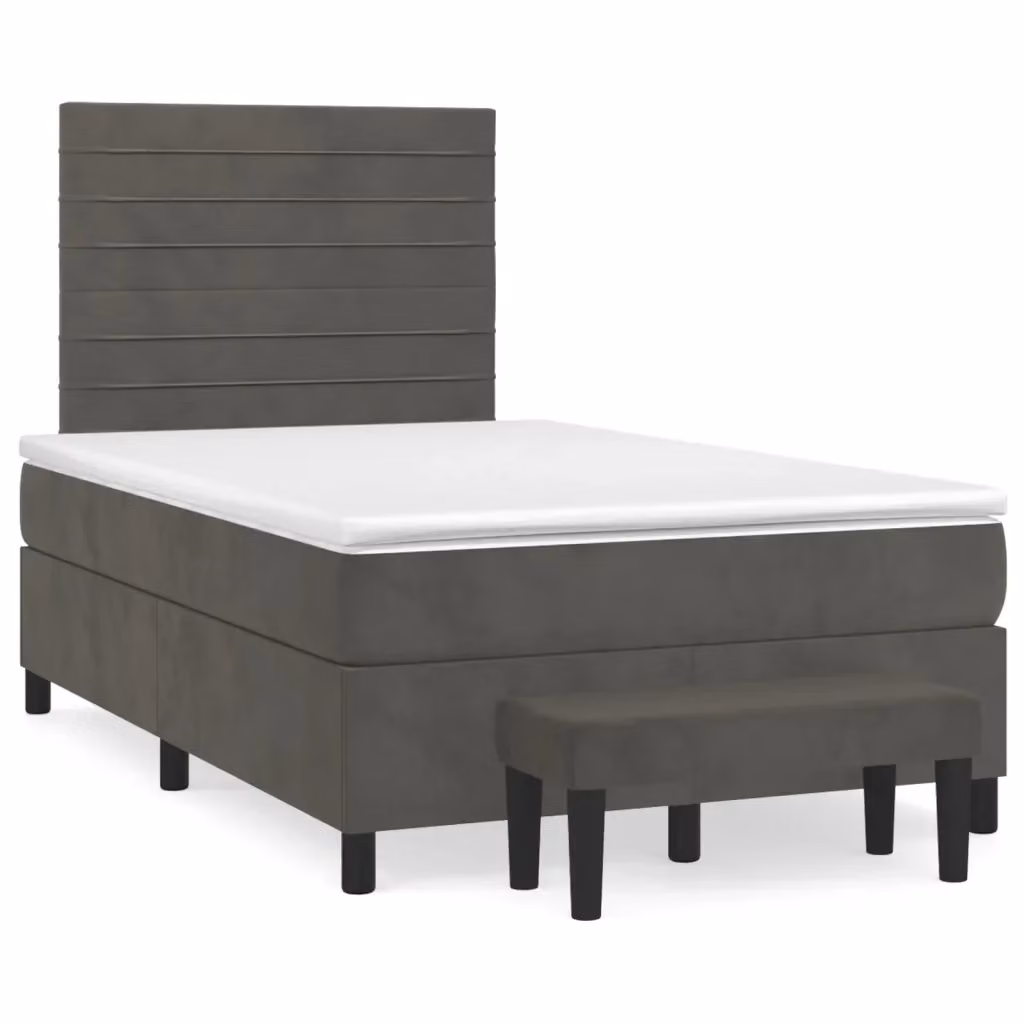 Letto Ibrido con Giroletto a Molle e Materasso vidaXL in Velluto Grigio e Bianco L/P: 120 x 200 cm – 2