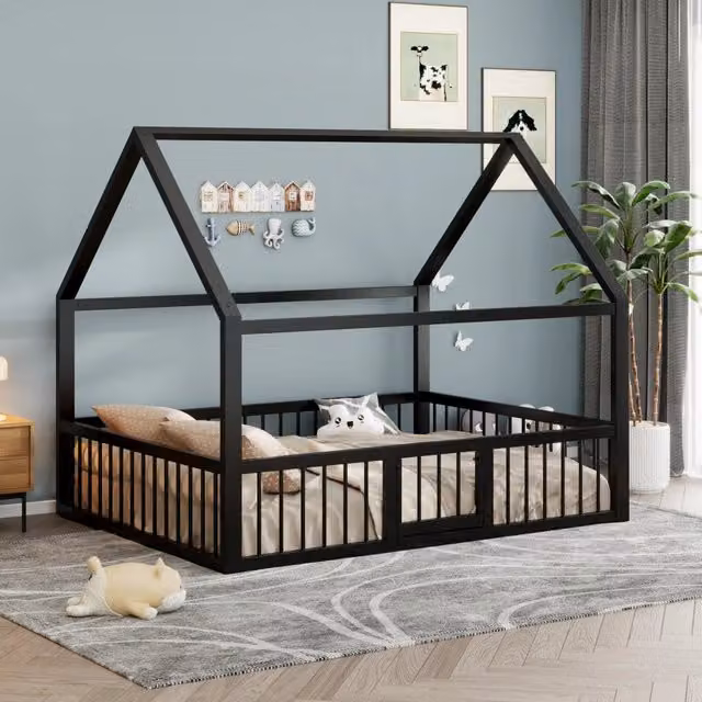 letto a baldacchino in metallo nero 140 x 200 cm