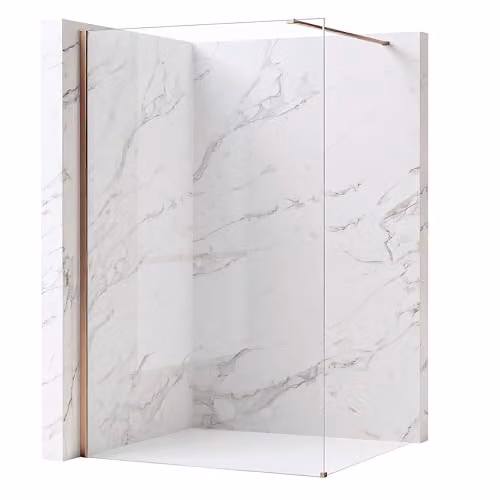 Rea - Parete Doccia Flexi Transparent 120 Vetro Trasparente Da 8 Mm, Rame Spazzolato, Walk-In 120X120X195Cm