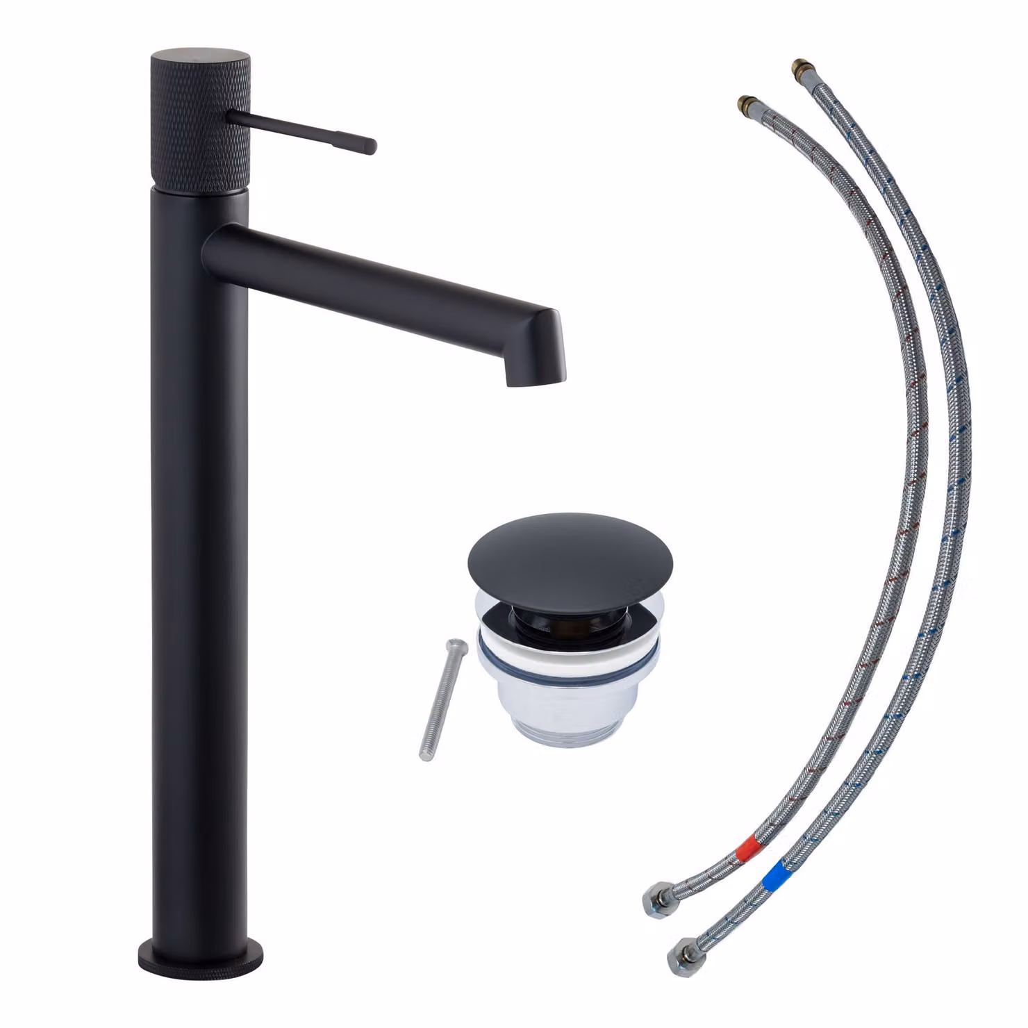 Miscelatore per lavabo SCHÖNER WOHNEN collezione KADIA L, nero opaco, rubinetto adatto ai lavabi da appoggio del vostro bagno