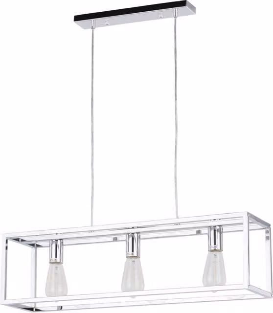 Lampadario a sospensione industriale Italux Sigalo in metallo cromo per 3 lampadine E27