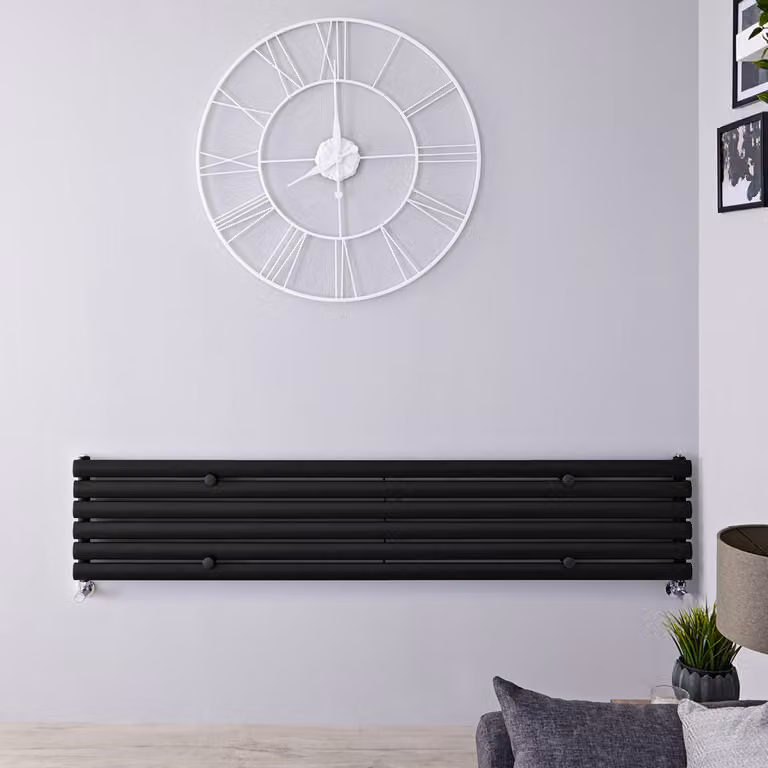 Radiatore di Design Orizzontale - Pannello Singolo - 354mm x 1780mm - Nero - Revive