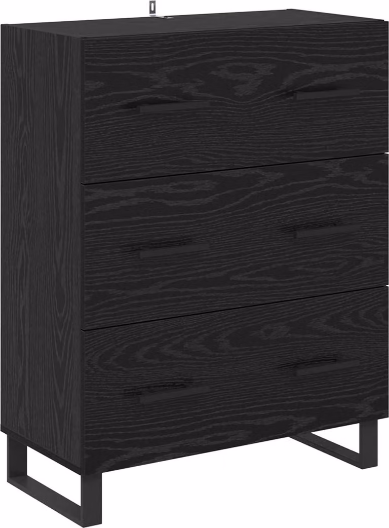 Credenza con cassetto Rovere Nero 69,5 x 34 x 90 cm