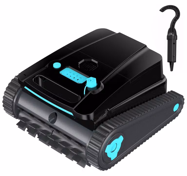 Robot aspirapolvere per piscine - Modello H2, aspirapolvere automatico per piscine - Senza fili, batteria da 5200 mAh, autonomia di 120 minuti - Superficie di pulizia di 200 m² - Pulisce fondo, pareti e linea di galleggiamento - Funzione di parcheggio aut