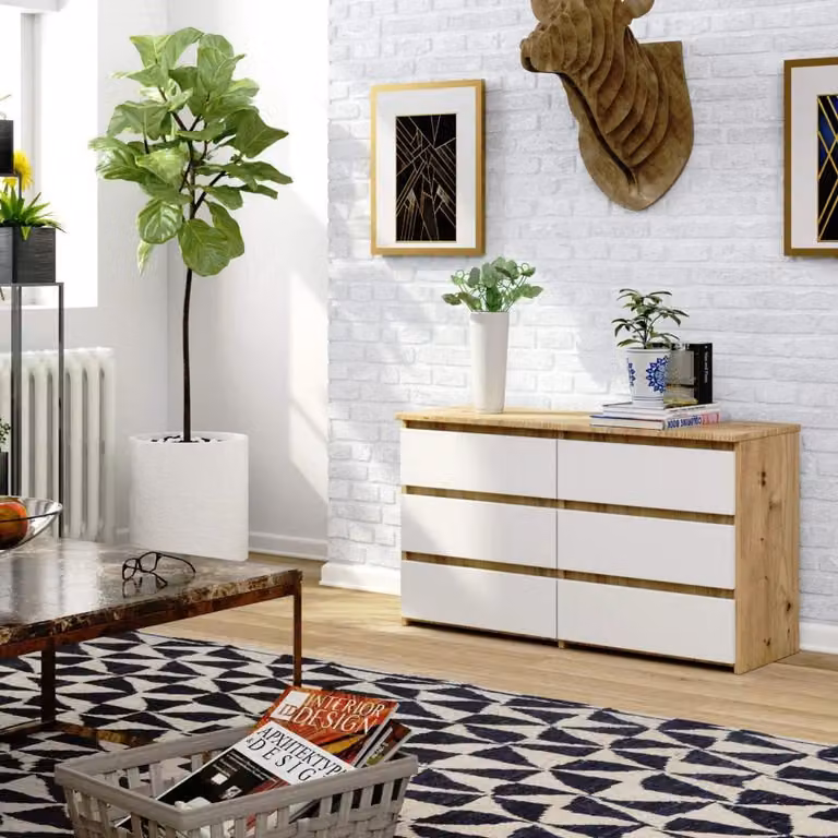 Comò stretto VALESTRA - rovere artisan / bianco