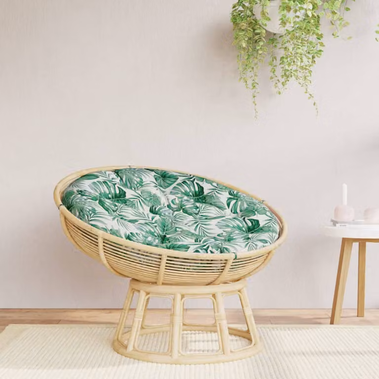 vidaXL Cuscino Rotondo Boho con Motivo a Foglie Verde in Poliestere, Ø 100 x H 11 cm