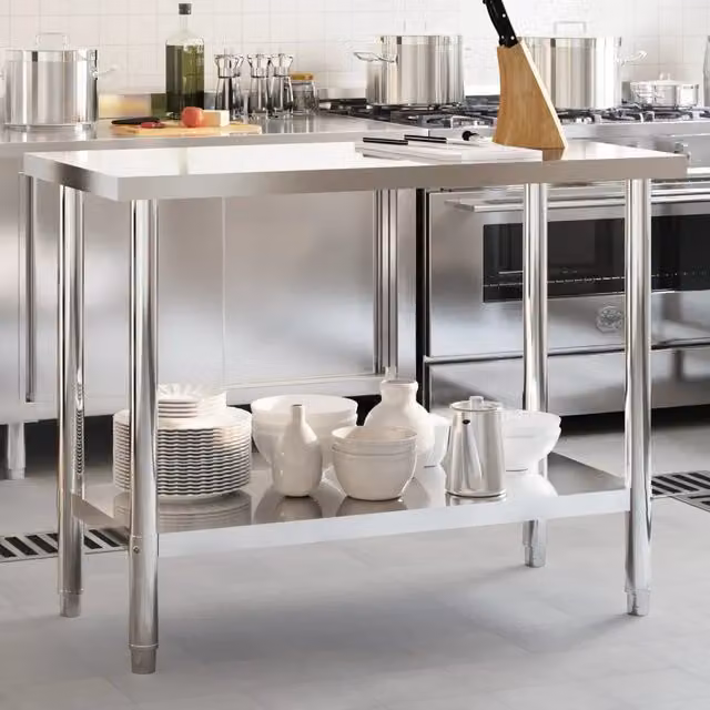 Tavolo da cucina e sala da pranzo rettangolare vidaXL in metallo argento L/P/H: 110 x 55 x 85 cm