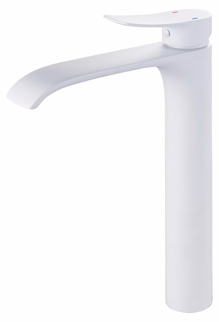 Miscelatore monocomando a cascata, bianco, per lavabo, per acqua fredda e calda