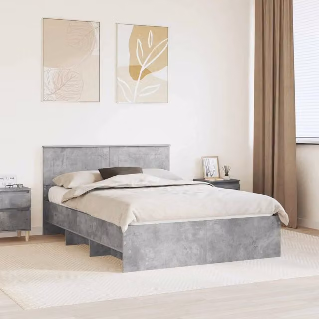 Struttura letto con testiera vidaXL in tessuto grigio, L 150 x P 200 cm – 1