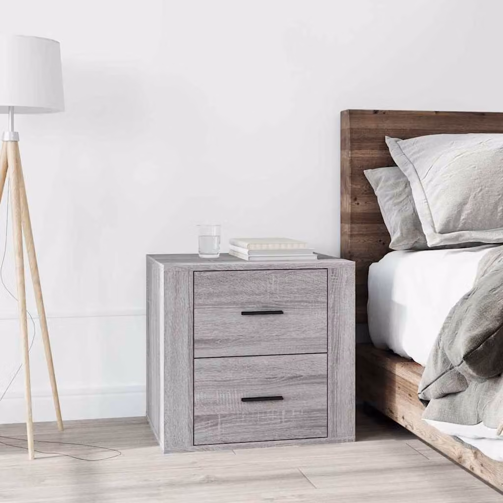 Comodino moderno vidaXL in legno e MDF Grigio Sonoma L: 50 cm, P: 39 cm, H: 47 cm