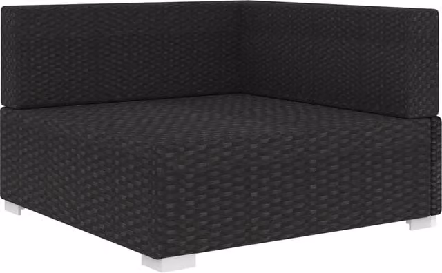 Poltrona Relax Modulare ad Angolo con Cuscini in Polyrattan e Metallo Nero per Giardino