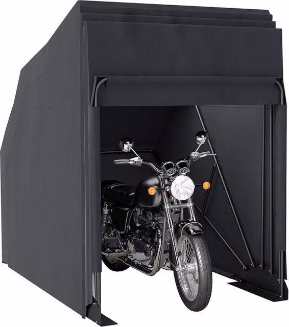 Tenda garage per moto Zephmum Nero L: 345 cm, P: 135 cm, H: 191 cm – 1