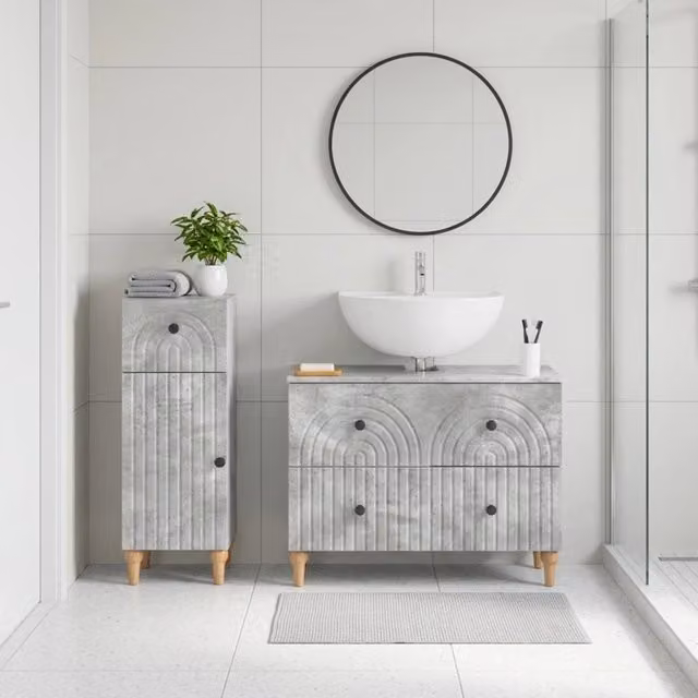 Set di Armadi da Bagno da 2 Pezzi ALKMAAR Grigio Cemento 3417669