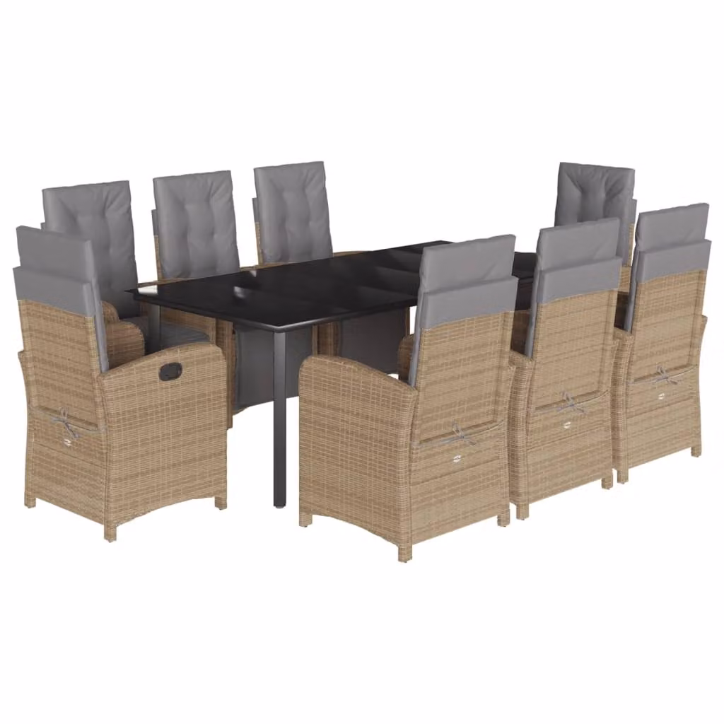 Maison Exclusive - Set da Pranzo da Giardino 9 pz con Cuscini Beige in Polyrattan
