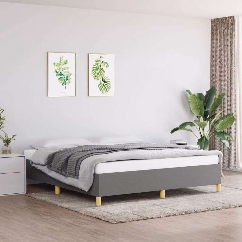 The Living Store Struttura letto grigio scuro 180×200 cm in tessuto