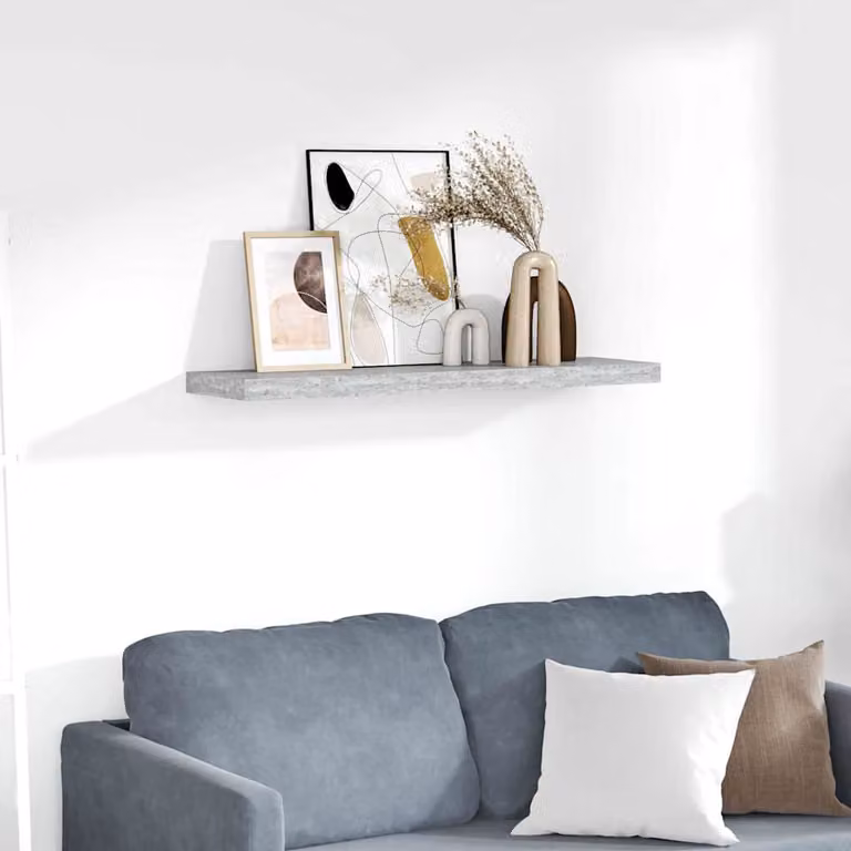 Scaffale a Parete vidaXL Moderno in MDF e Metallo Grigio Cemento L: 90 cm, P: 23,5 cm, H: 3,8 cm