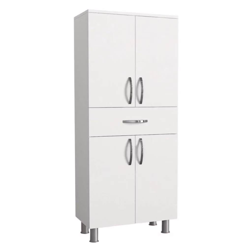 Armadio Multiuso Iolana DMORA Bianco con Ripiani e Ante, L: 59 cm, H: 140 cm – 2