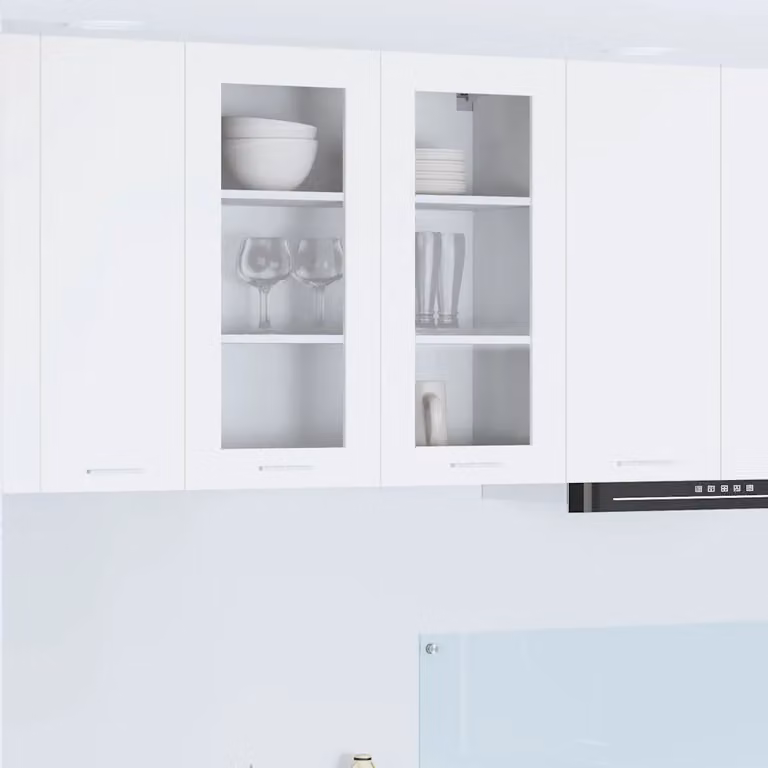 Armadio pensile da cucina vidaXL Bianco con ante in vetro e ripiani interni in MDF L 80 x P 31 x H 80 cm