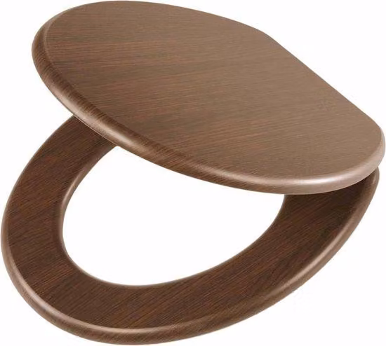 Sedile per WC in legno color noce con chiusura ammortizzata, 43x37 cm