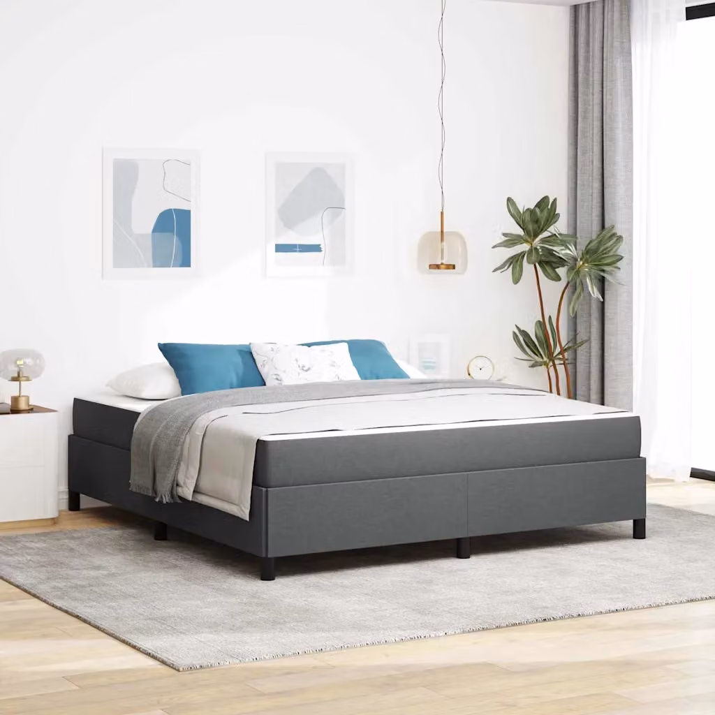 Letto a molle vidaXL in tessuto grigio con struttura in legno e metallo L: 180 cm, P: 200 cm – 1