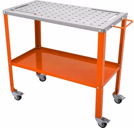 VEVOR Tavolo da Saldatura in Acciaio al Carbonio Arancione con 94 Fori Portautensili, Capacità di Carico Max 544 kg, L: 91,4 cm, P: 45,7 cm, H: 27,5 cm