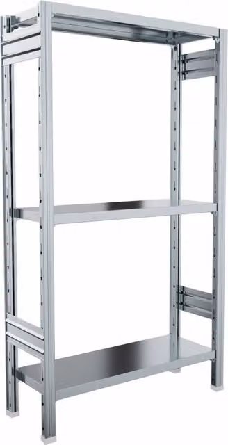 Scaffalatura metallica da magazzino Castellani Shop, colore argento, L: 91 cm, P: 60 cm, H: 150 cm