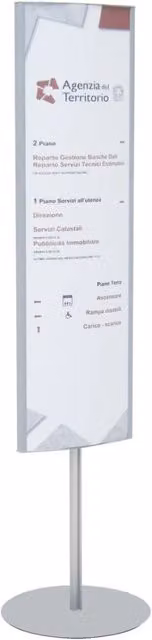 Mini Totem bifacciale verticale in alluminio Top Eventi Store L: 30 cm, H: 100 cm, colore argento e bianco con stampa inclusa