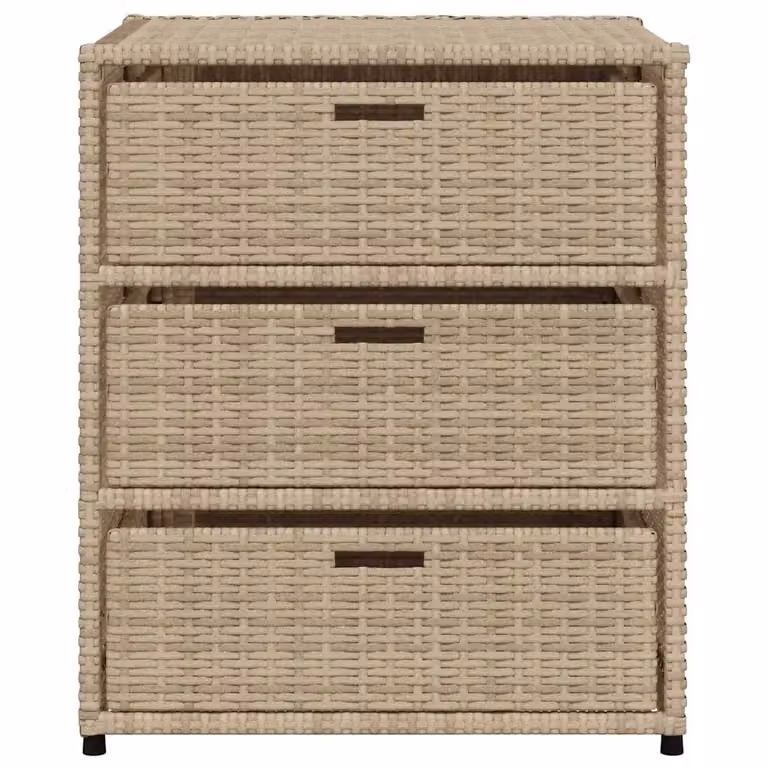 Mobile contenitore da giardino con 3 cassetti in resina intrecciata beige L: 55 cm, P: 59 cm, H: 69 cm