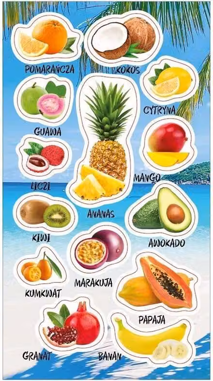 Adesivi di frutta tropicale