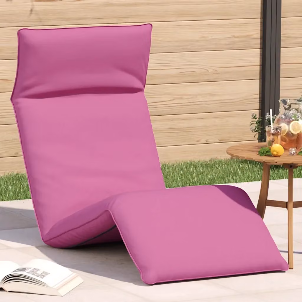 Sdraio da giardino pieghevole rosa con poggiatesta regolabile e struttura in acciaio, L: 175 cm, P: 54 cm, H: 8,5 cm – 2