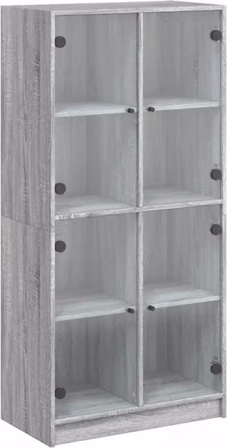 Credenza moderna con ante in legno multistrato Grigio Sonoma per soggiorno e sala da pranzo L/P/H: 68 x 37 x 142 cm