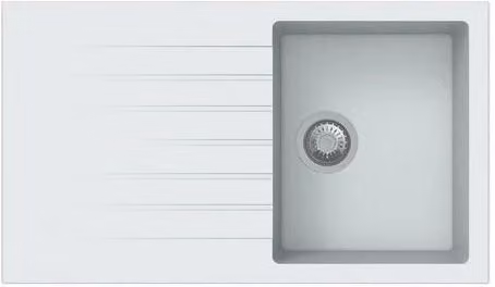 Lavello 86 cm da incasso in sintetico effetto granito una vasca - Bianco