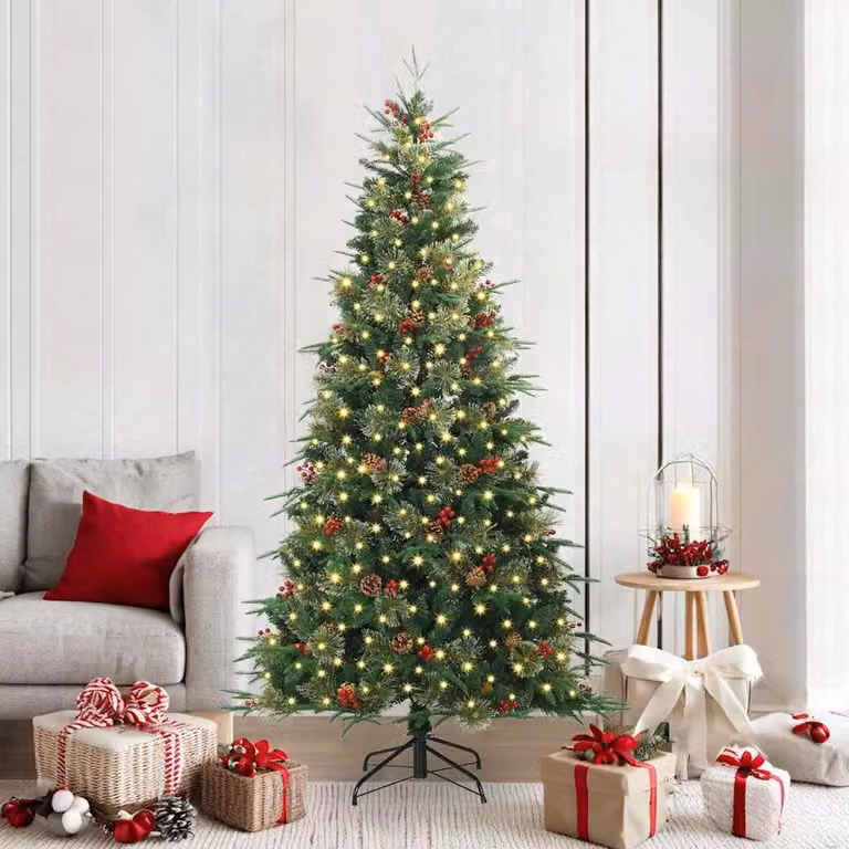 Maison Exclusive - Albero di Natale artificiale pieghevole, verde, 210 cm, realizzato in PE e PVC