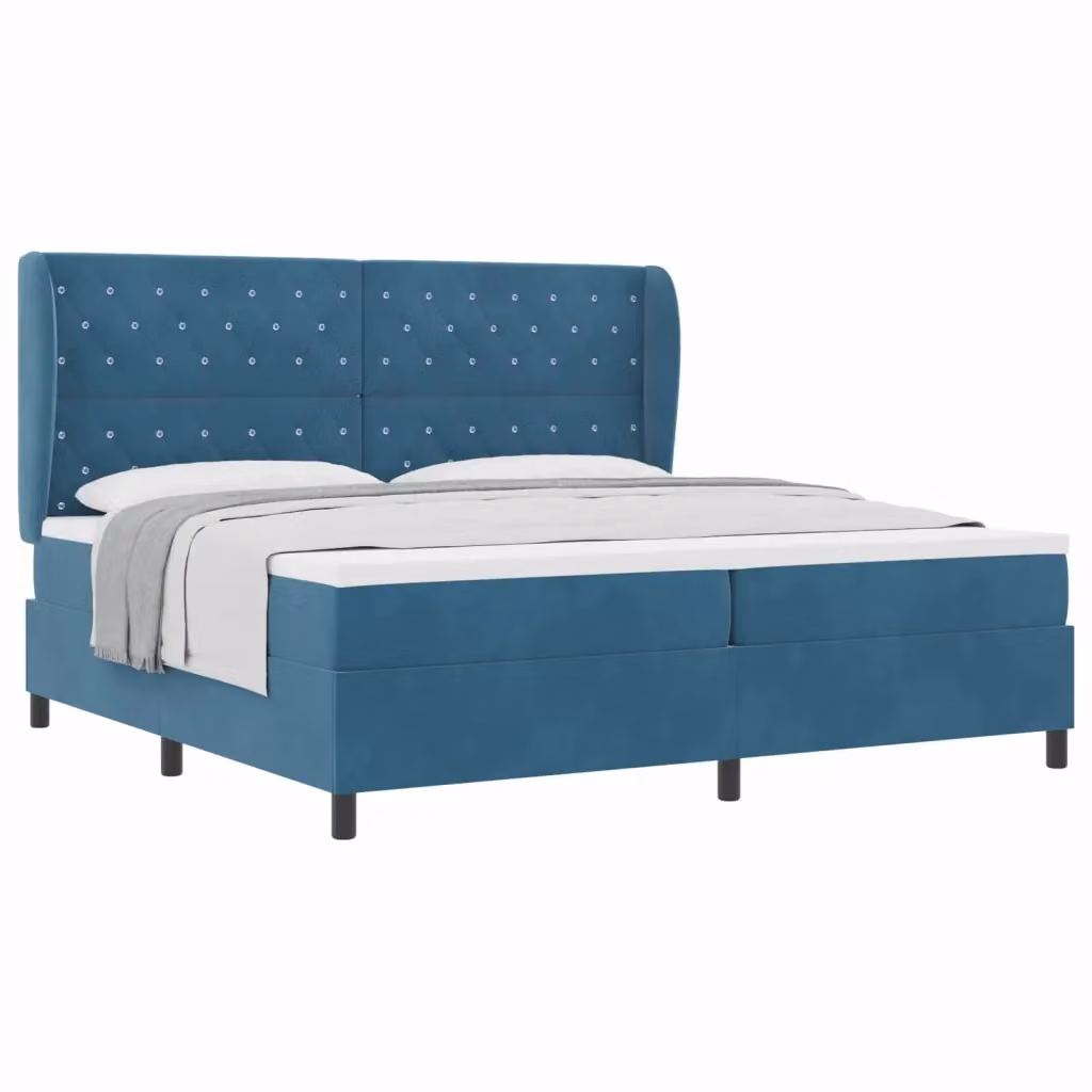 Letto ibrido con materasso a molle insacchettate vidaXL in velluto blu L 200 cm x P 200 cm x H 280 cm – 2