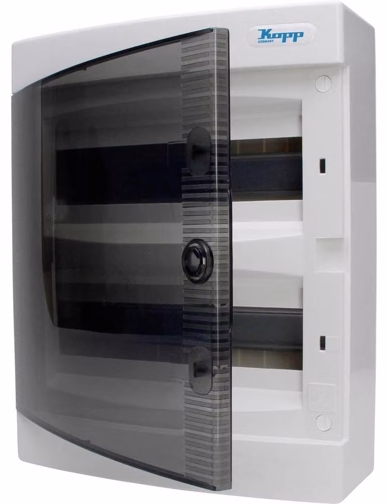 Armadio di distribuzione modulare con porta, 2 file, per 24 moduli, grigio/nero