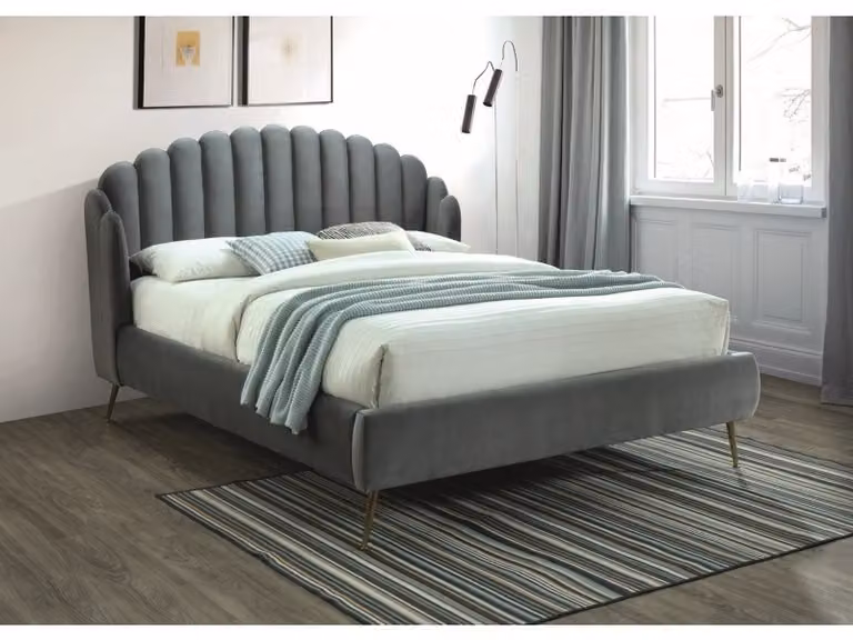 Letto matrimoniale MARIOLA - 160x200 cm, grigio