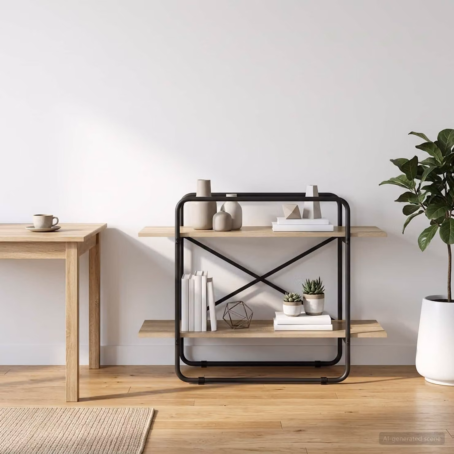 Libreria vidaXL a 2 livelli in stile industriale, colore marrone, L 100 cm x P 35 cm x H 70 cm