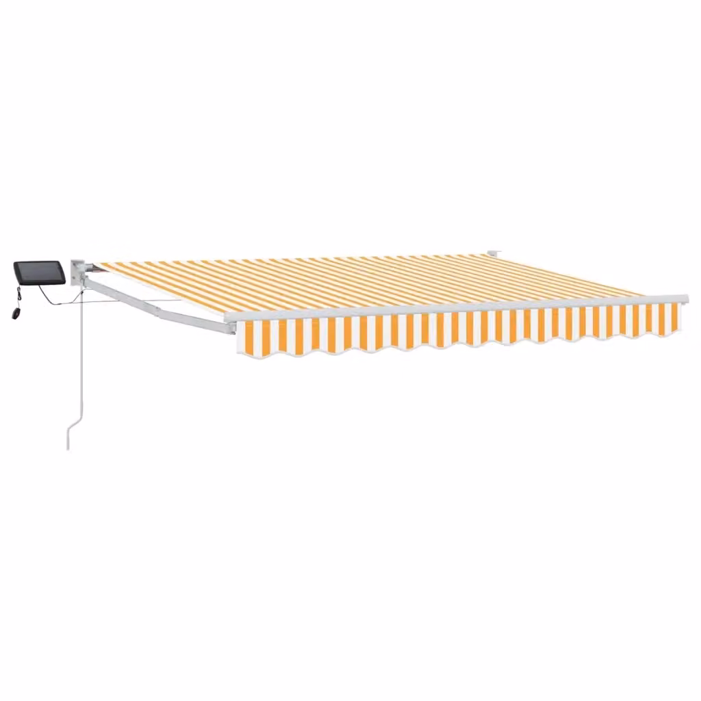 Tenda retrattile manuale Videx con LED e bracci a soffietto in poliestere, colori giallo e bianco, L: 300 cm, P: 250 cm – 2