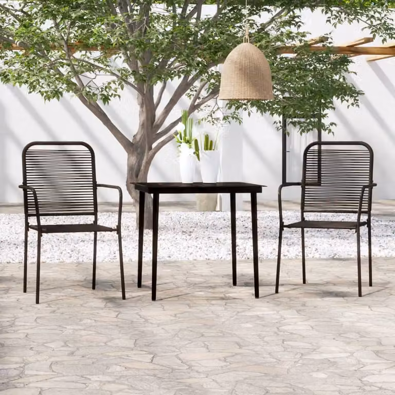 The Living Store Set da pranzo da giardino 3 pz. Set da pranzo da giardino Nero