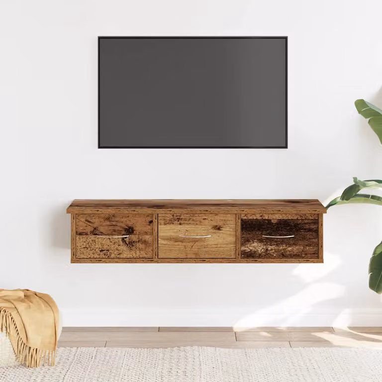 Mobile a parete vidaXL in legno antico marrone L 88 cm x P 26 cm x H 18,5 cm