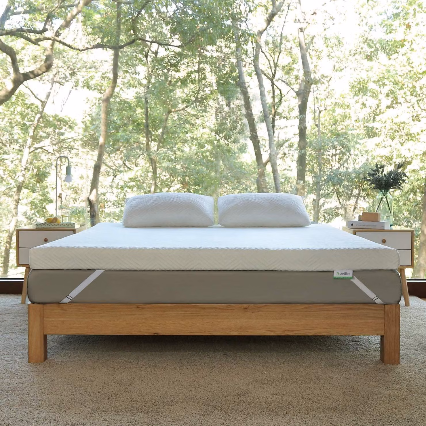 Topper in memory foam con gel, dimensioni 90x200x5 cm, con rivestimento removibile