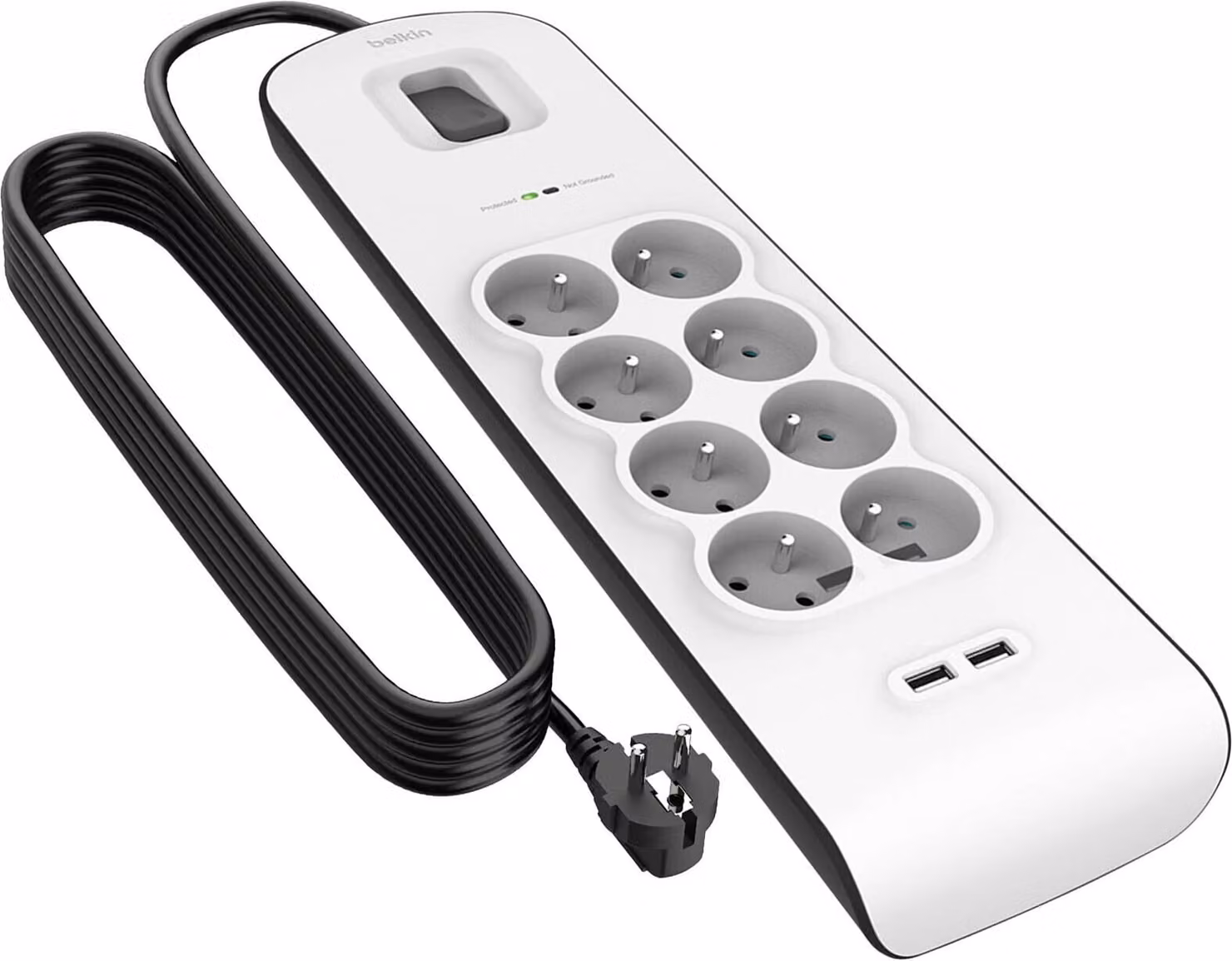 Protezione da sovratensione Belkin BSV804 - 8 prese, 2xUSB/2,4A, 2m