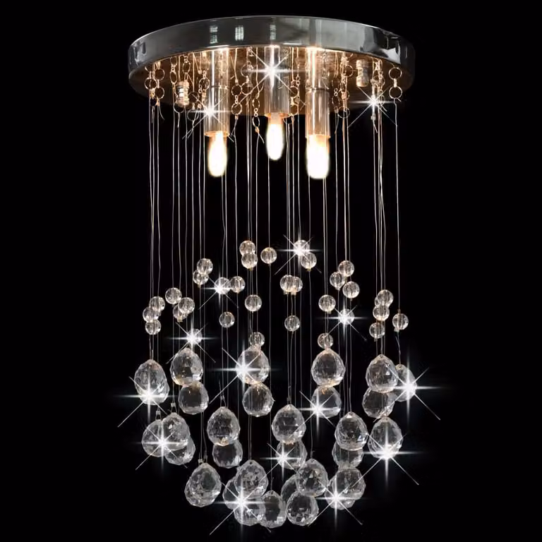 Lampadario Perle di Cristallo a Sfera Argento 3 Lampadine G9