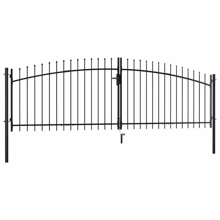 Cancello Doppio a Battente vidaXL in Acciaio Grigio e Nero L: 400 cm, H: 150 cm