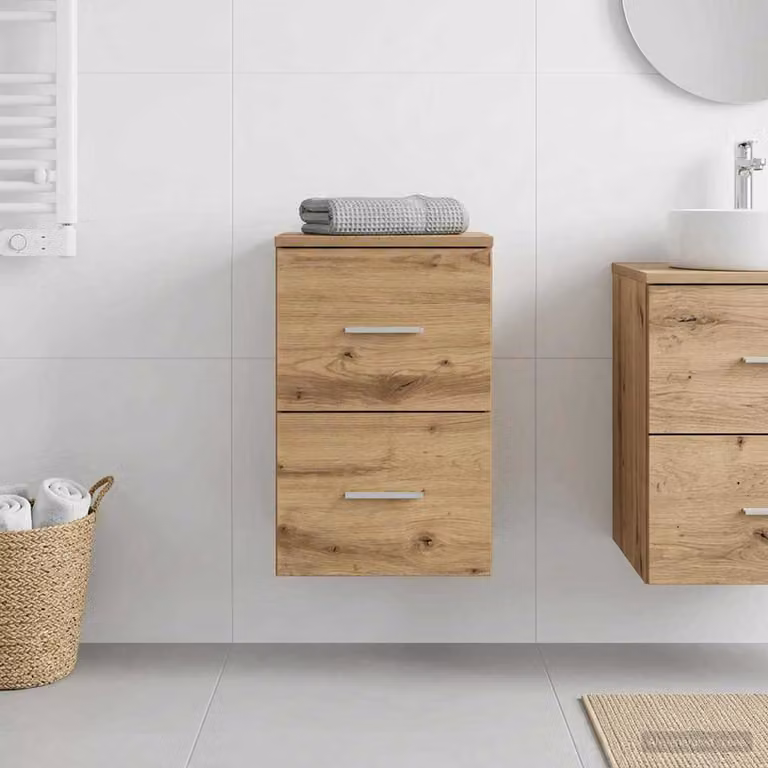 Armadio da bagno moderno vidaXL in legno Rovere marrone, L/P/H: 30 x 35 x 50 cm