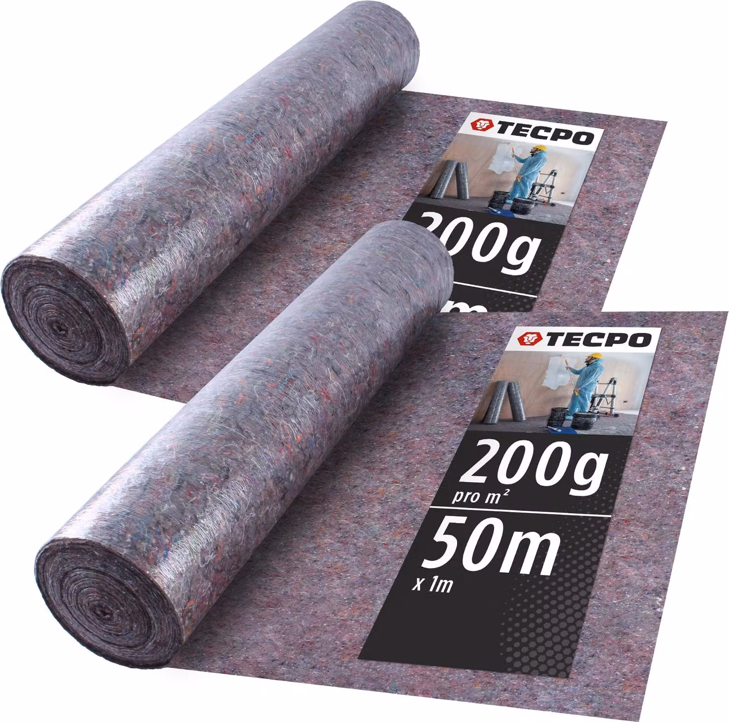 TECPO 2x vello da pittore per mascheratura 50x1m antiscivolo e impermeabile 200g/m²