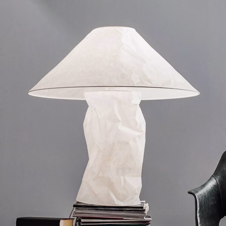 Ingo Maurer Lampada da tavolo di design Lampampe, Bianco / Opale, Soggiorno / Sala da pranzo, Carta / Lunolit / Lunopal, Design, Lampada da tavolo