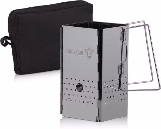 Cestello pieghevole per barbecue in acciaio inossidabile con manici, 16 x 16 x 29 cm, per campeggio, attività all'aperto, barbecue