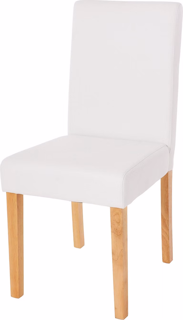 Sedia da pranzo classica e intramontabile | A x L x P 90 x 43 x 56 cm | Altezza seduta 45 cm | Pelle finta | Gambe chiare | Bianco opaco | Sedia da cucina