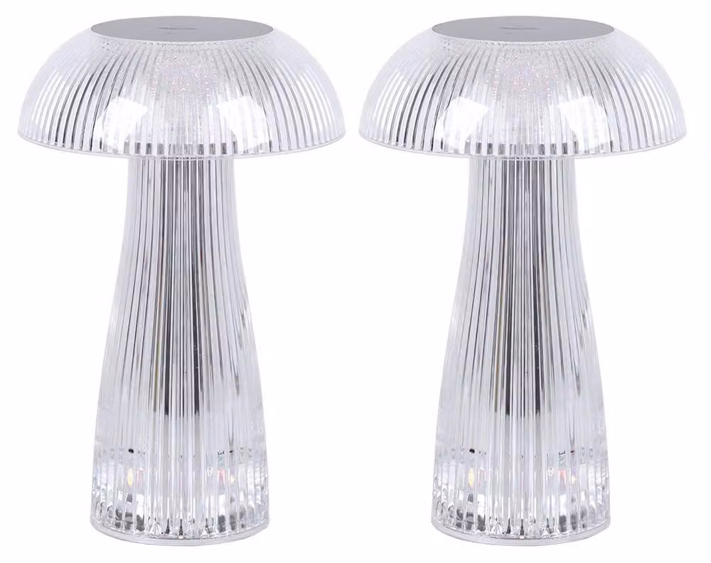 2 lampade da tavolo a LED, con dimmer touch, alimentazione a batteria, cavo USB, altezza 25 cm